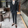 Groom's suit set, men's business professional formal wear, wedding dress, British style, casual and fitted, Korean style suit for men details Picture